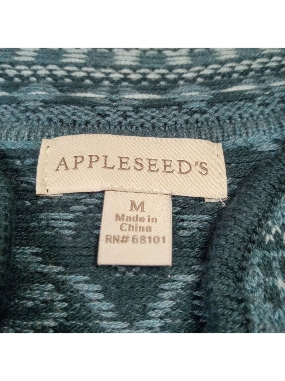 Appleseed's Nordic Green Zip-Front Cardigan Size M, NWOT - Picture 2 of 7